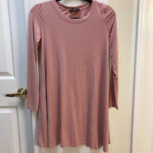 Shein dusty pink long sleeve solid dress size smal